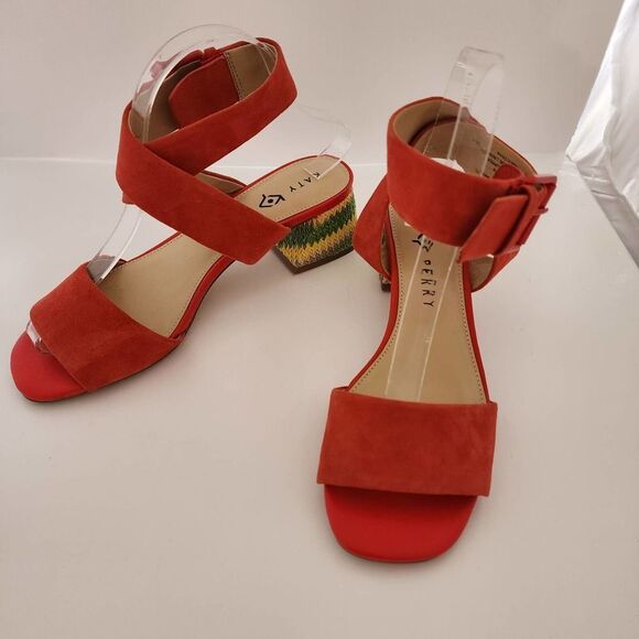 Katy‎ Perry Ankle Strap Heeled Sandals The Albee Scarlet Size US 8M EUR 38 - Picture 1 of 8